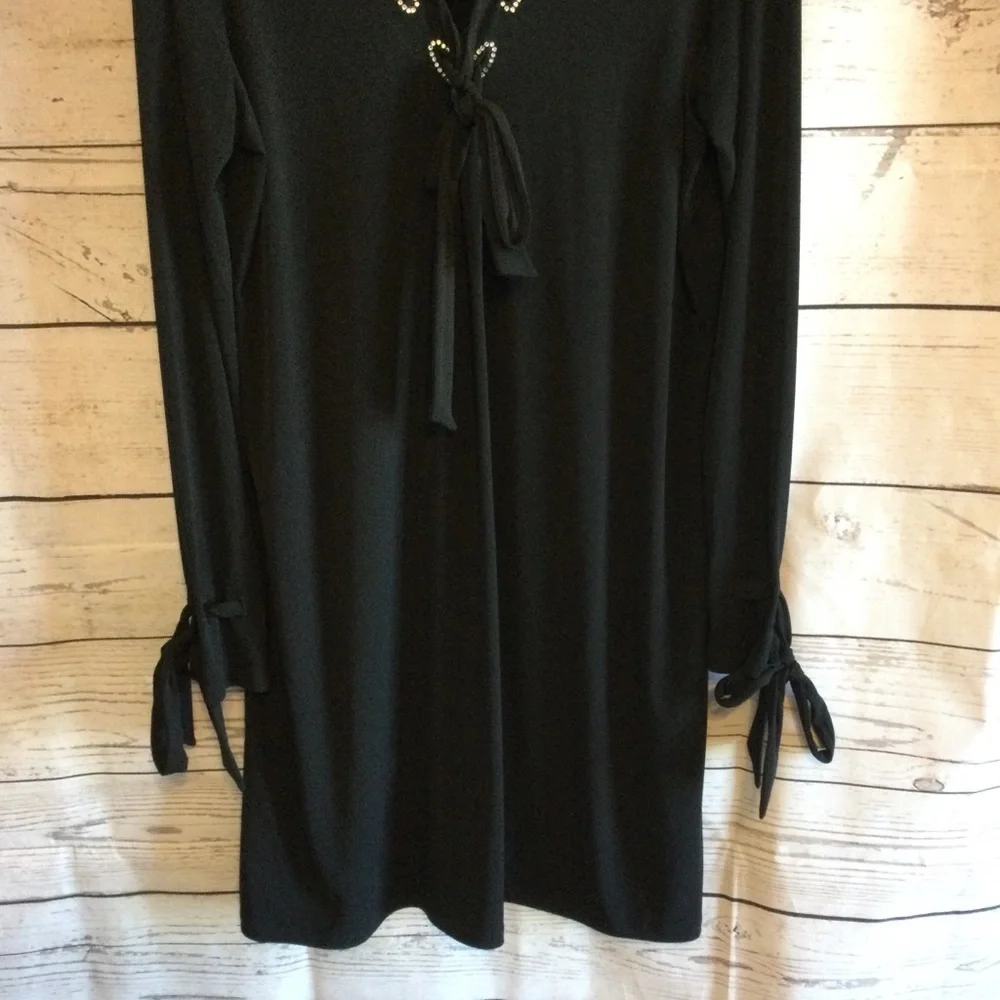 Michael Kors NWT Elegant Black Rhinestones Long Sleeve Party Wedding Dress Large